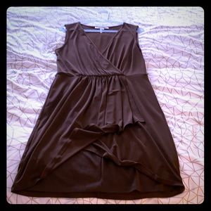 Max and Cleo brown faux wrap sleeveless dress